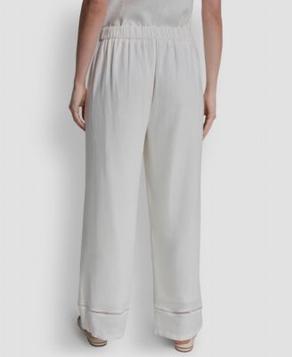 Petite Linen-Blend High-Rise Pull-On Wide-Leg Pants