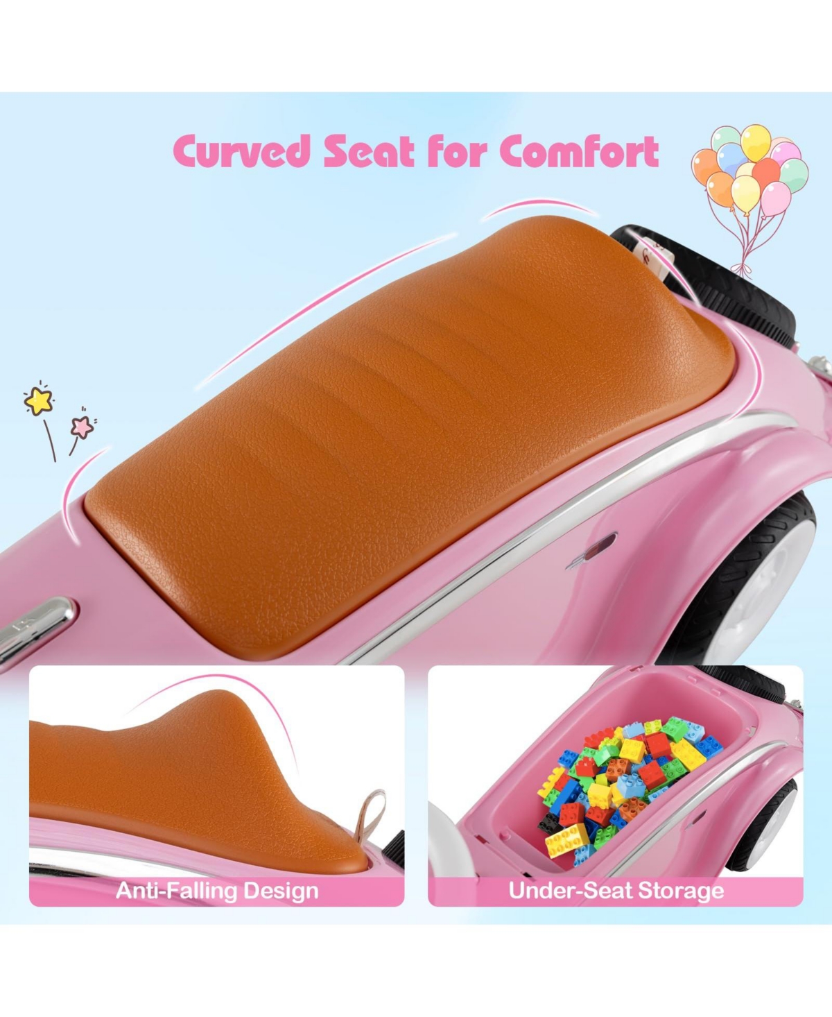 Mecale Toddler Ride on Toy Classic Sliding Car with Horn and Led Headligh