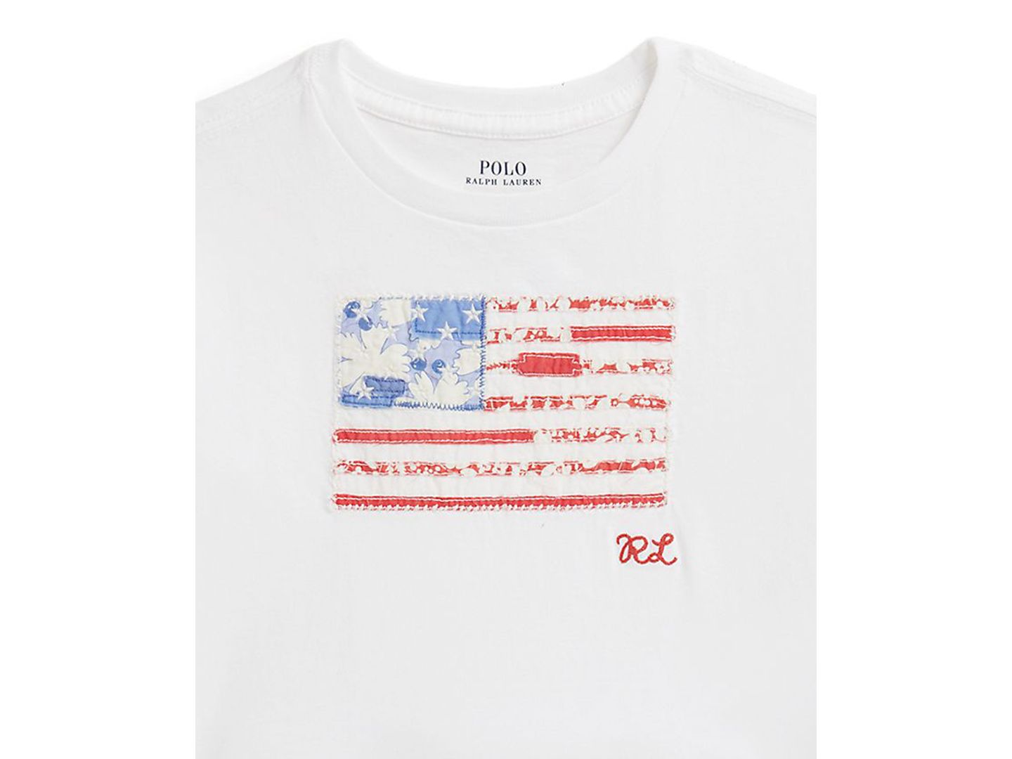 Футболка Polo Ralph Lauren Floral Flag Crewneck Jersey Boxy T-Shirt для девочек, цвет: Белый — фото 3