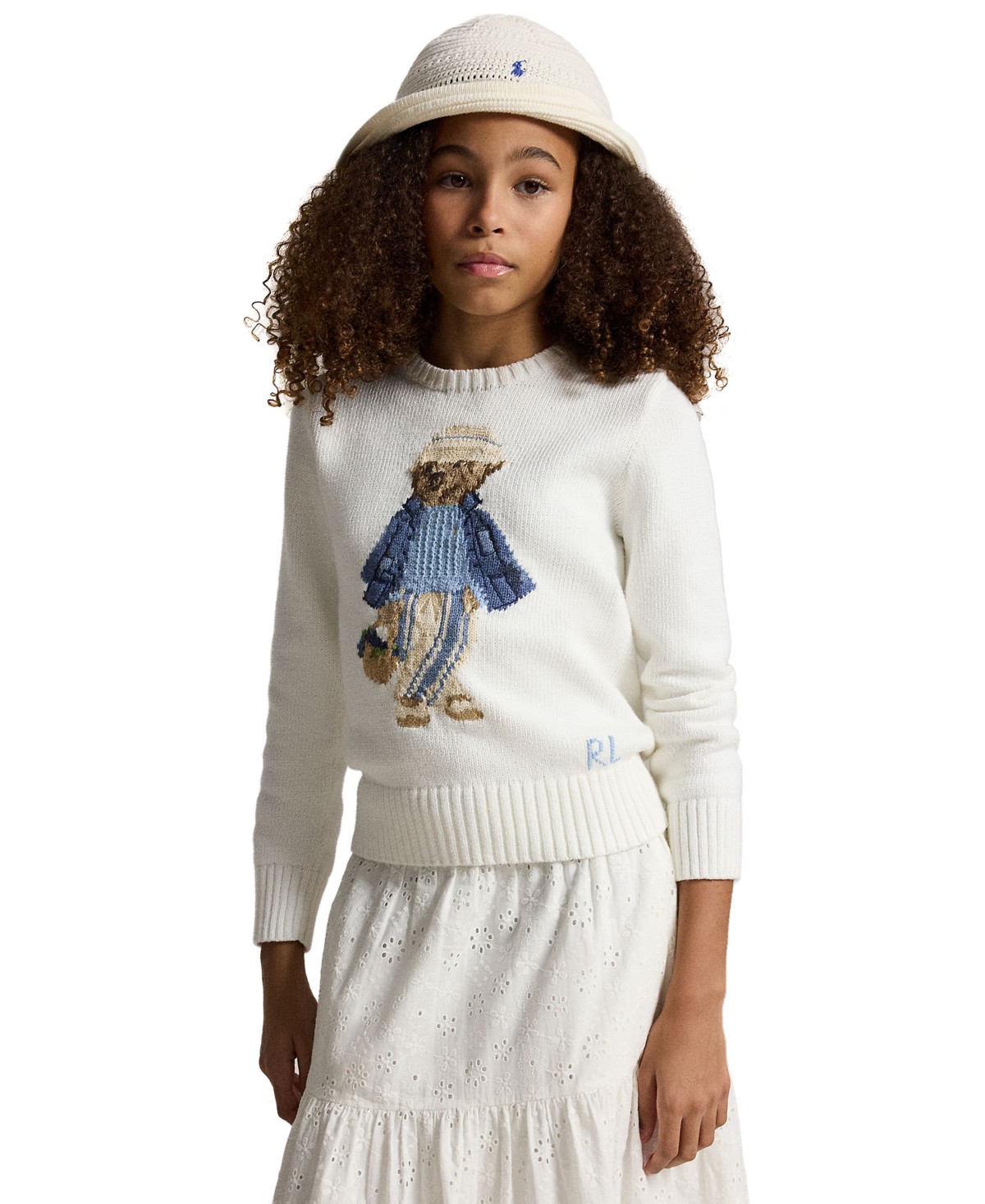 Детские Polo Ralph Lauren Girls' 7-16 Polo Bear Crewneck Sweater — фото 1