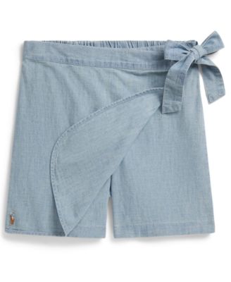 Girls' 7-16 Indigo Chambray Wrap Skort