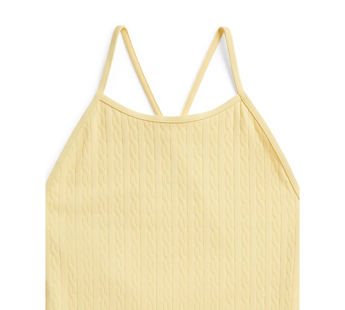 Polo Ralph Lauren Girls' 7-16 Mini-Cable Jacquard Round Neck One-Piece Swimsuit