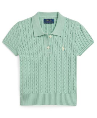 Girls' 2-6X Mini-Cable Two-Button Placket Polo Sweater