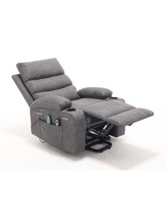 Recliner Chair Electric Power Lift Recliner Chair with Massage and Heat for Elderly, with Side Pockets, Hidden Cup Holder