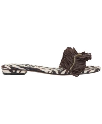 Women's Danive Raffia Fringe Flat Slide Sandals