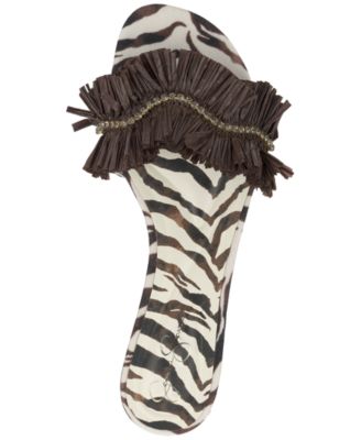 Women's Danive Raffia Fringe Flat Slide Sandals