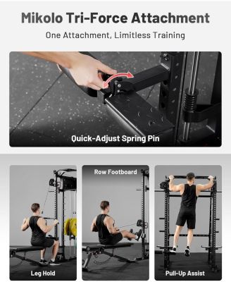 Smith Machine, 2200lbs Squat Rack with LAT-Pull Down System & Cable Crossover Machine, Training Equipment with Leg Hold-Down Attachment