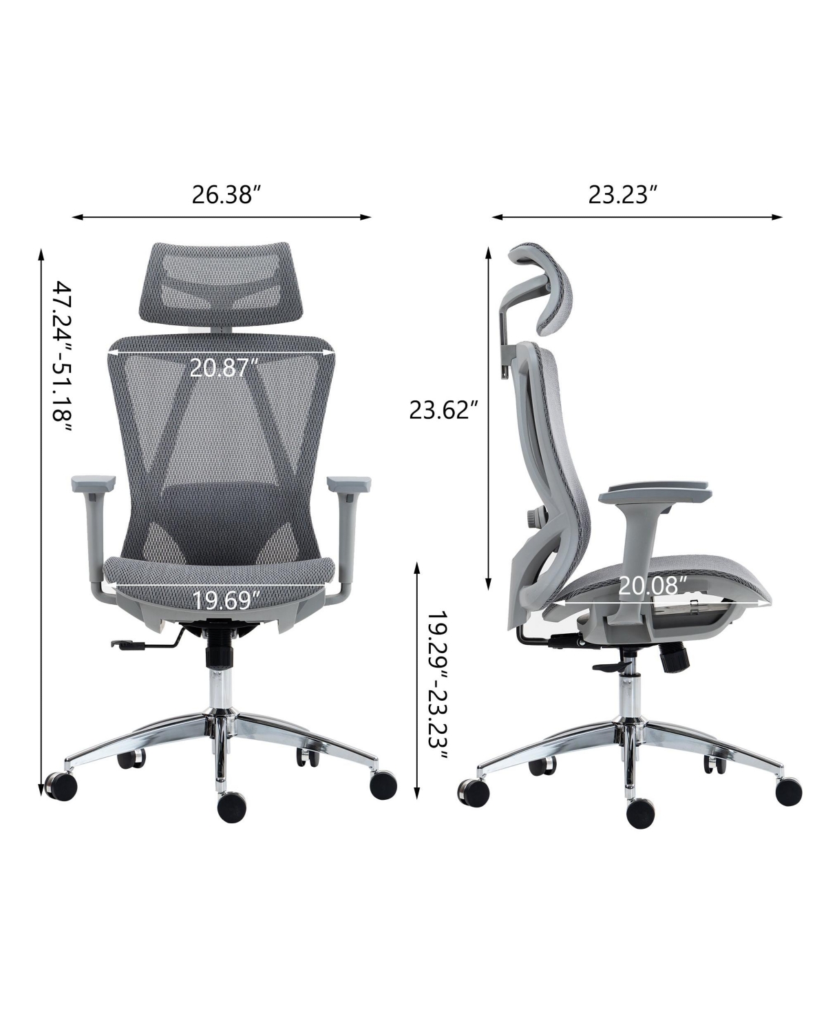 Boyel Living High-Back Mesh Office Chair with 3D Armrests & Adjustable Recline, Black