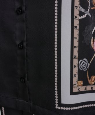 Women's Collared Short-Sleeve Printed Top