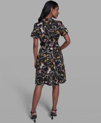 Women's Short-Sleeve Collared Shirt Dress