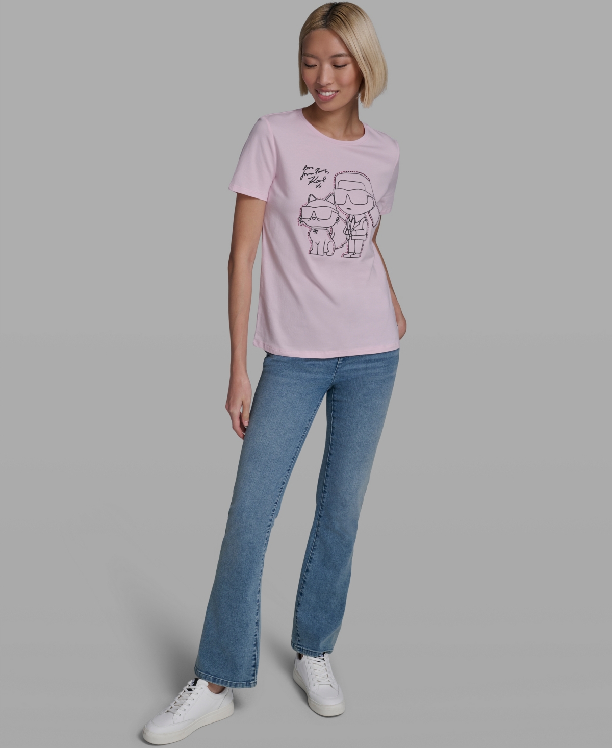 Karl Lagerfeld Paris Women's Crew Neck Short-Sleeve T-Shirt