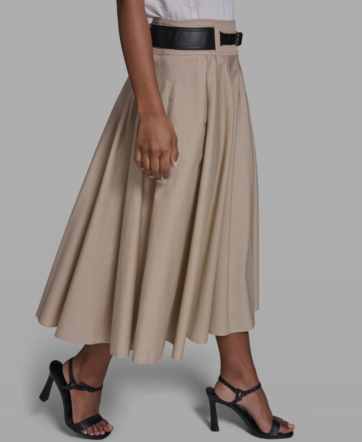 Karl Lagerfeld Paris Women's Belted Midi Skirt