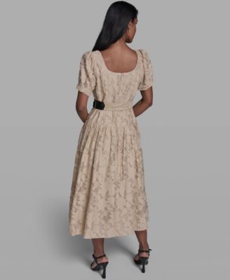 Women's Burnout Square Neck Belt Dress