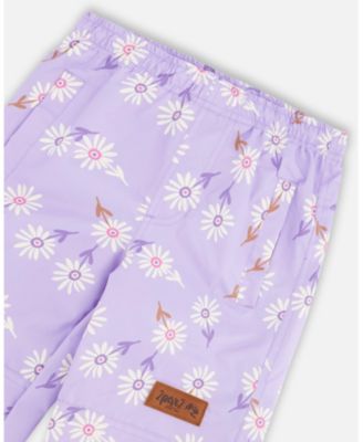 Toddler Girls 3-in-1 Two-Piece Mid-Season Outerwear Set Purple Daisy Print