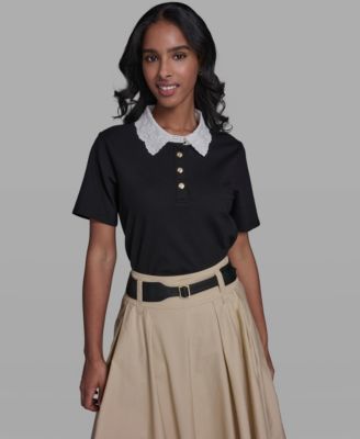 Women's Collared Short-Sleeve Blouse Top