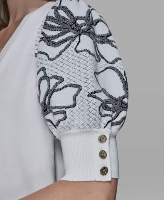 Women's Floral Short-Sleeve Sweater