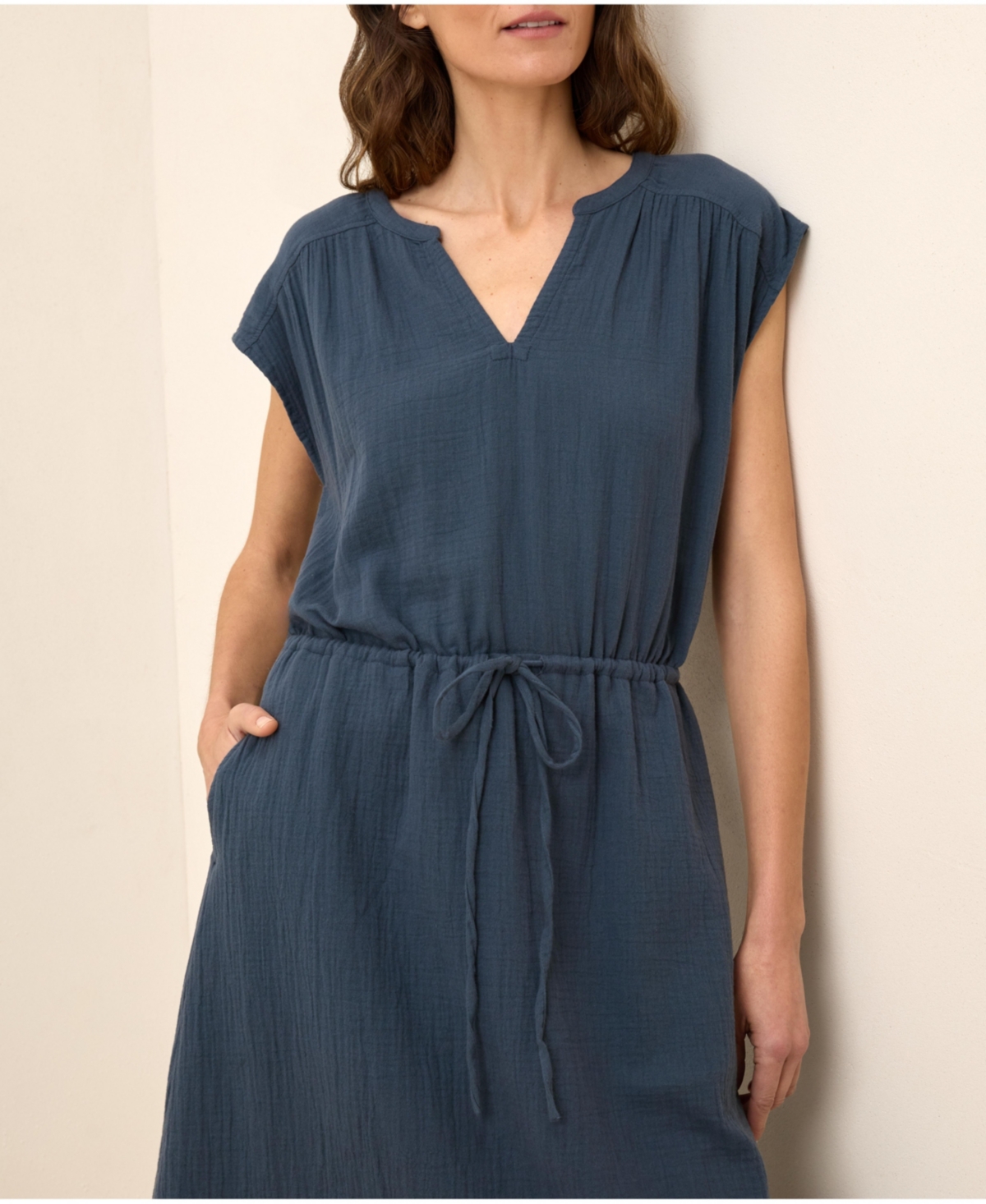 Pact Women's Organic Cotton Coastal Double Gauze Tiered Midi Dress