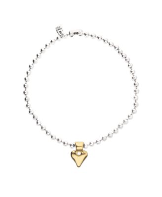 Sterling Silver Plated Ball Necklace with 18K Gold Heart Detail