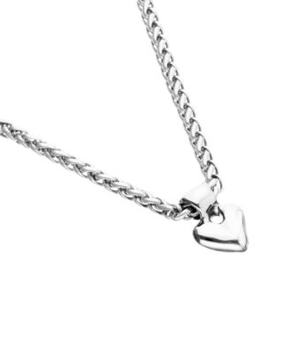 Sterling Silver Plated Ball Necklace with Heart Detail