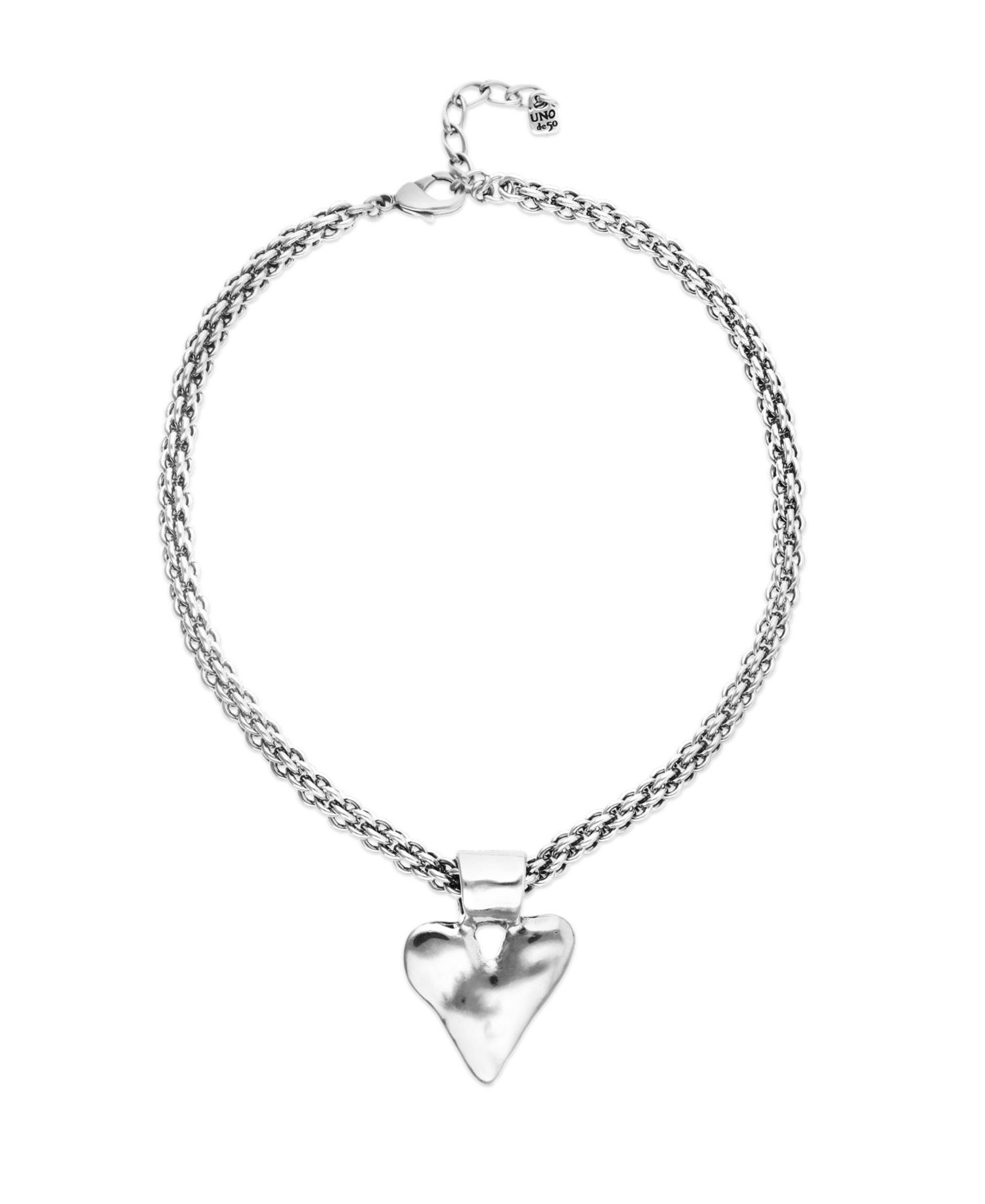 Necklace with Thick Chain And Big Heart Detail Plated in Sterling Silver