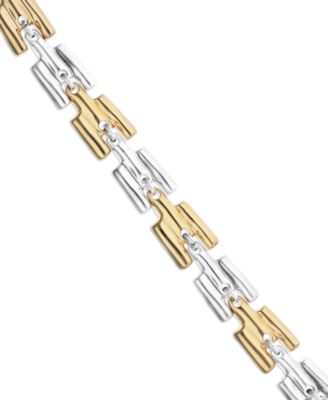 Half 18K Gold Half Sterling Silver Alloy Bracelet with Links