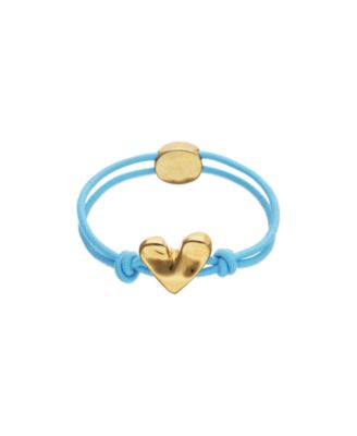 Blue Elastic Thread 18K Gold Plated Bracelet with Heart