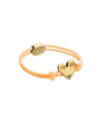 Orange Elastic Thread 18K Gold Plated Bracelet with Heart