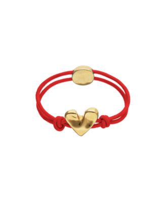 Red Elastic Thread 18K Gold Plated Bracelet with Heart