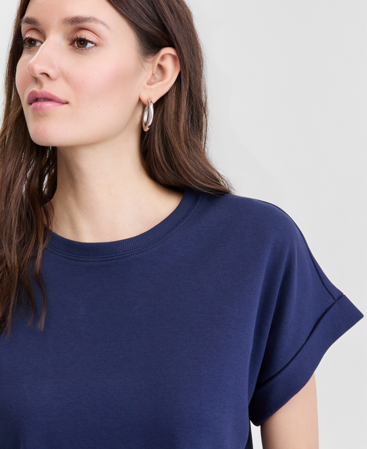 On 34th Women's Cotton Roll-Cuff Easy Crewneck Tee, Macy's Exclusive
