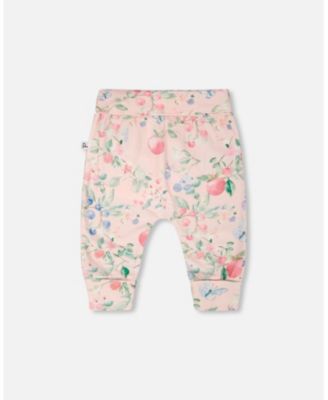 Baby Girls Cotton Jersey Evolutive Pants Pink Printed Berries