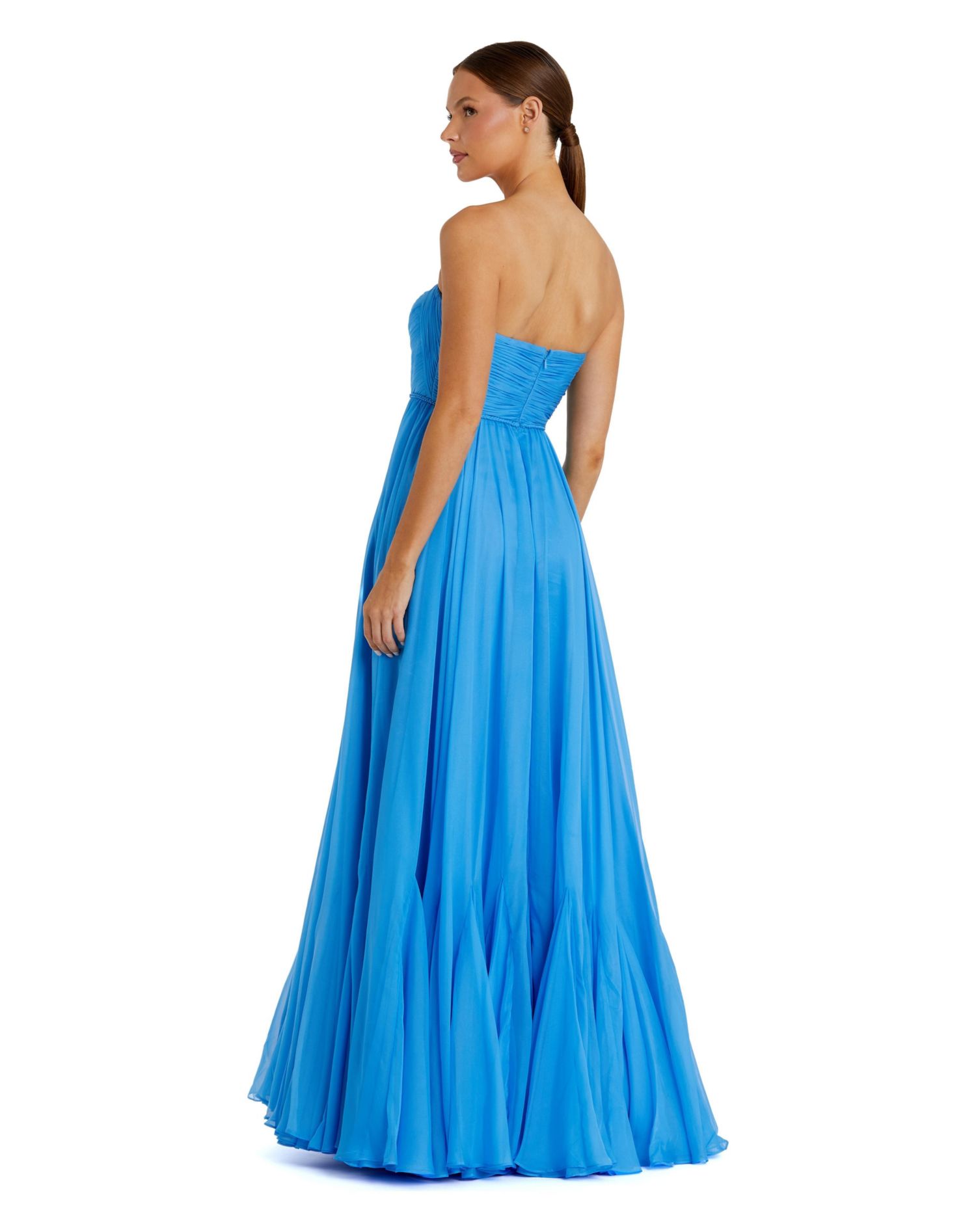 Women's Strapless Chiffon Gown With Braided Belt