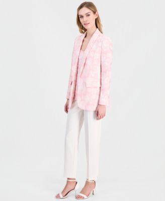 Women's Open-Front Jacket, Embroidered Camisole & Straight Ankle Pants