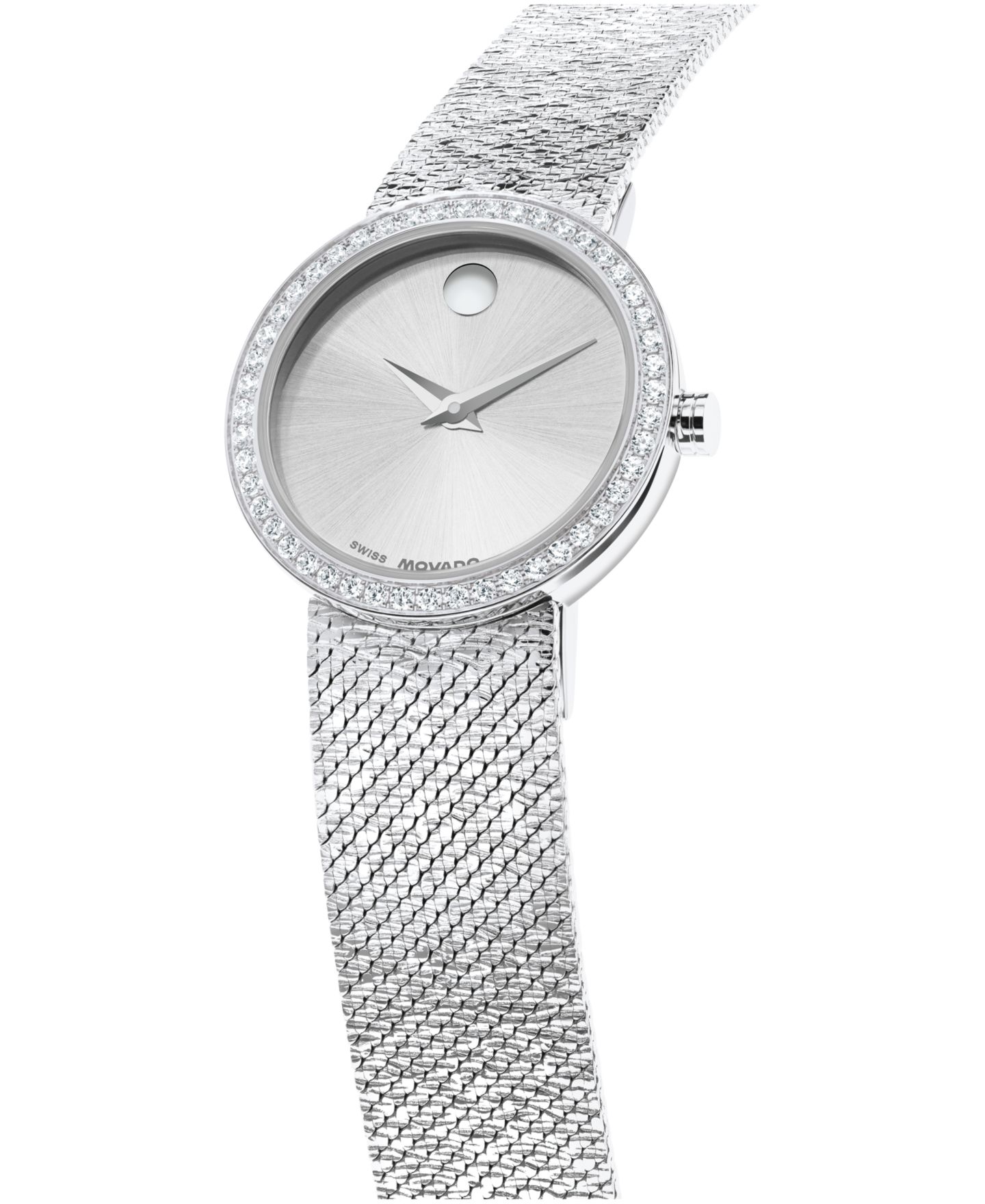 Женские часы Movado Museum Velura Lab Grown Diamond Swiss Quartz Stainless Steel Watch, 25mm — фото 2