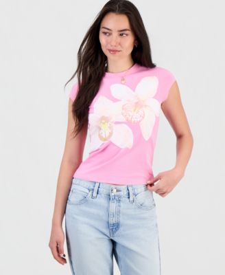 Juniors' Orchid Graphic T-Shirt