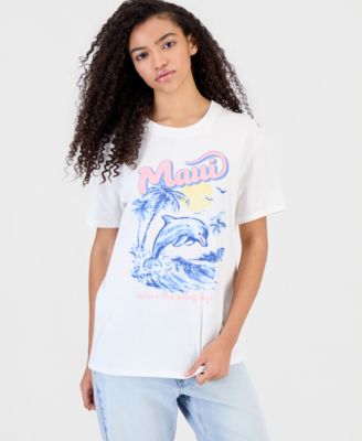 Juniors' Maui Dolphin Graphic Crewneck T-Shirt