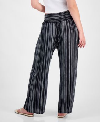 Juniors' Printed Wide-Leg Pants