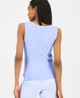 Women's V-Neck Sleeveless Ribbed-Knit Top