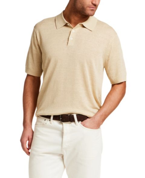 Мужской свитер Vintage & Black Short-Sleeve Collared Polo Sweater, цвет: Выбеленный песочный