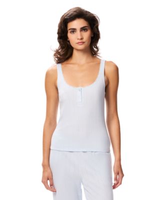 Women's Pointelle Lace Trim Tank Top