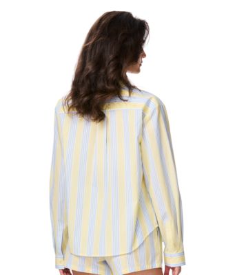 Women's Poplin Notch Collar Long-Sleeve Sleep Shirt
