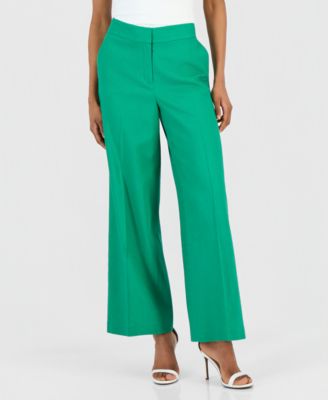 Women's Mid-Rise Wide Leg Linen Blend Pants