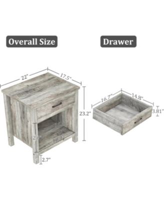 Nightstand Beside End Table for Bedroom, Modern Wood Side Table with Drawer and Storage Shelf, Night Stands