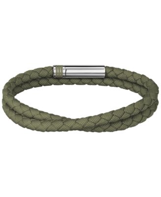 Men Ares Summer Stainless Steel Green Nylon Cord Bracelet