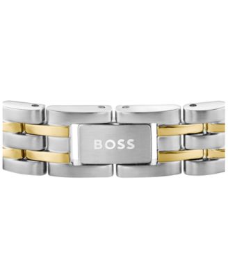 Men Wesley Stainless Steel Ionic Plated Thin Gold Steel Bracelet