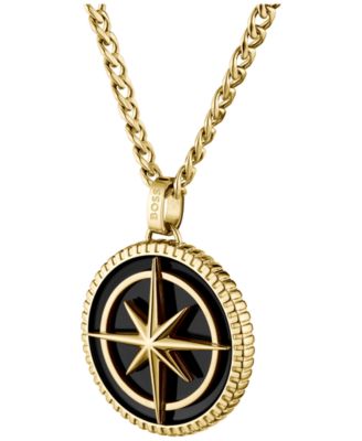 Men's North Ionic Plated Thin Gold Steel Necklace