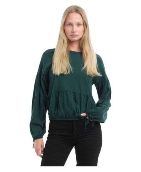 Женская футболка WILT Shirred Elastic Hem, цвет: Зелёный
