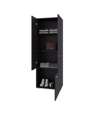 Tolleson Wenge 3 Door Tall Wardrobe Cabinet with 4 Shelves