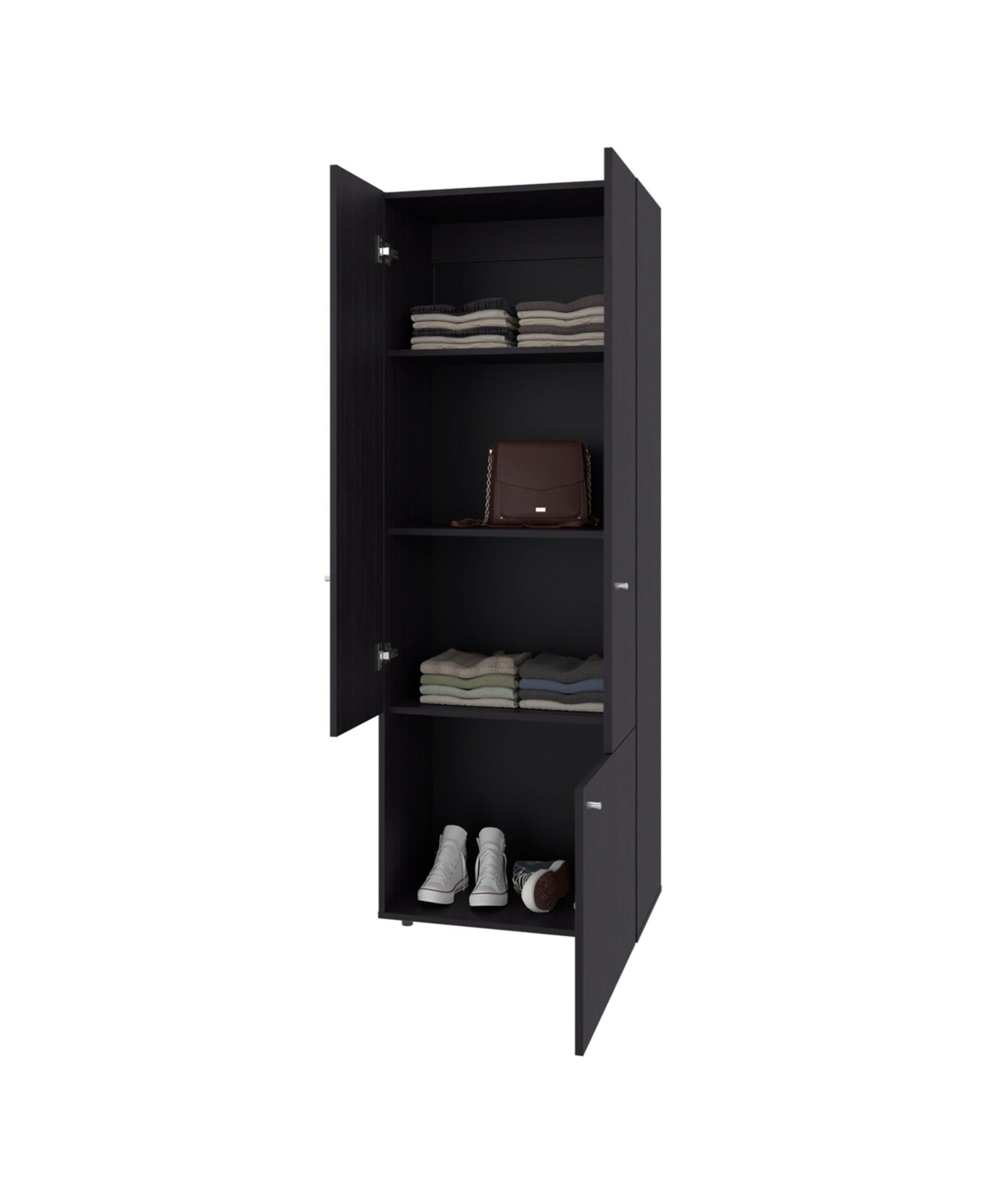 Fm Furniture Tolleson Wenge 3 Door Tall Wardrobe Cabinet with 4 Shelves