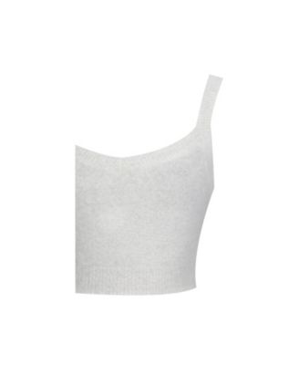 Women's Selene White Wool-Blend Ribbed Knit V-Neck Top