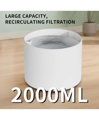 White Round Pet Water Fountain, 2000ML Automatic Circulating Cat Dog Dispenser